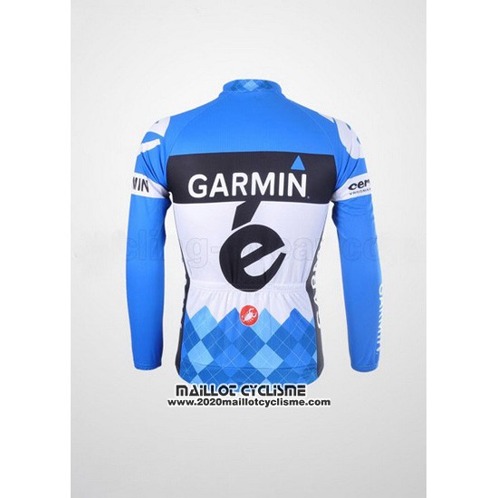 2012 Maillot Ciclismo Garmin Cervelo Blanc et Azur Manches Longues et Cuissard
